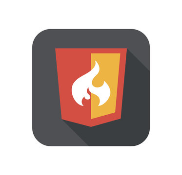 vector illustration of web shield, flame php framework, isolated