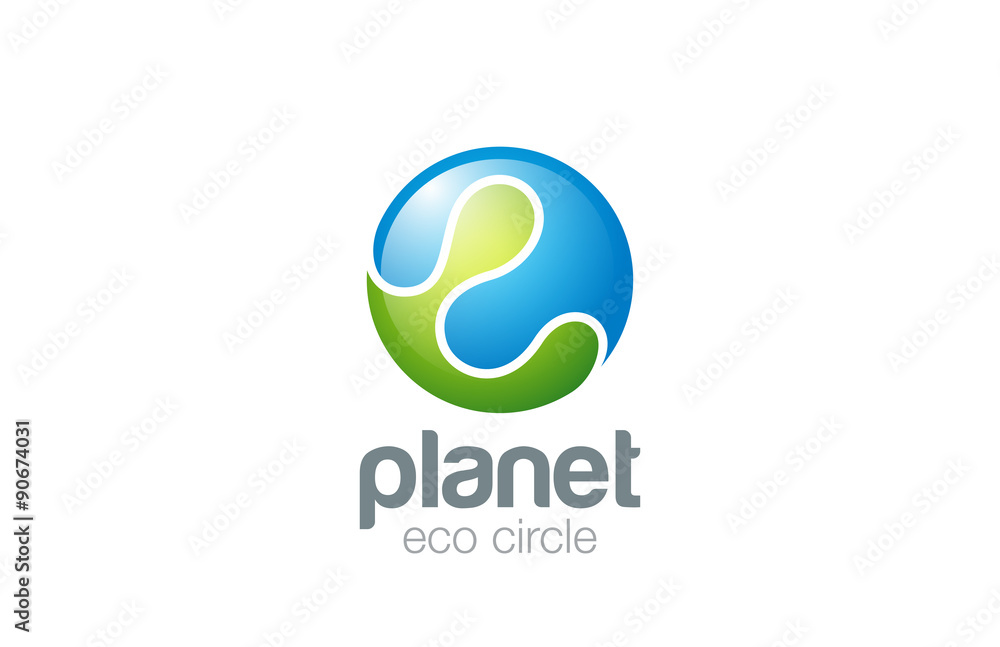 Poster logo sphere abstract design vector template. ecology planet conc