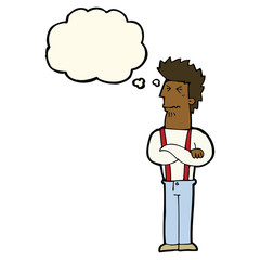 cartoon annoyed man with thought bubble