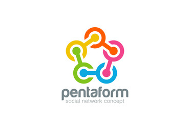 Five point Star Chain Social Logo abstract design vector icon