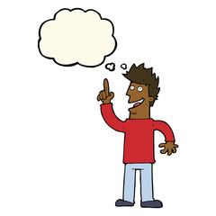 cartoon man with great new idea with thought bubble