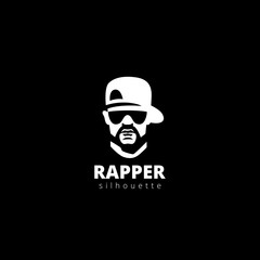 Rapper Gangster head Silhouette Logo design vector