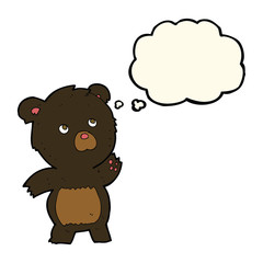 cartoon curious black bear with thought bubble