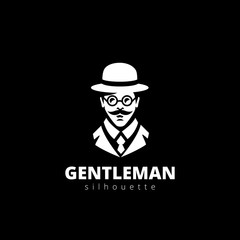 Gentleman Professor head Silhouette Logo design vector