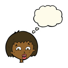 cartoon shocked expression  with thought bubble