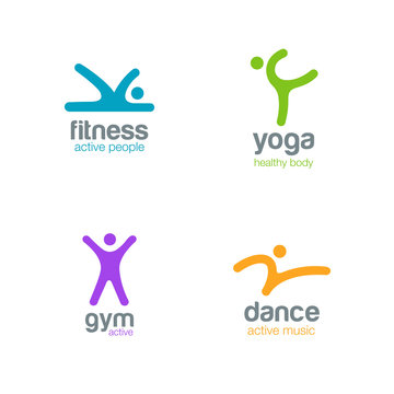 Fitness Dance Yoga Gym Logos sport design vector icons