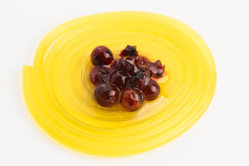 molecular fruit spaghetti with rowan in syrup