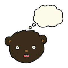cartoon black bear face with thought bubble