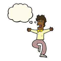 cartoon terrified man with thought bubble