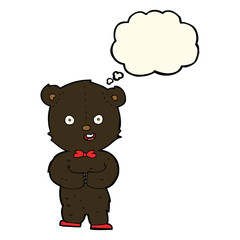cartoon teddy black bear with thought bubble