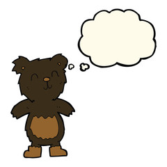 cartoon teddy black bear with thought bubble