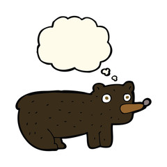 funny cartoon black bear with thought bubble