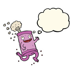 cartoon crazy soda can with thought bubble
