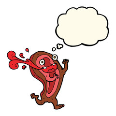 rare steak cartoon character with thought bubble