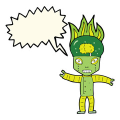 funny cartoon robot with thought bubble