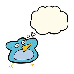 funny cartoon robin with thought bubble