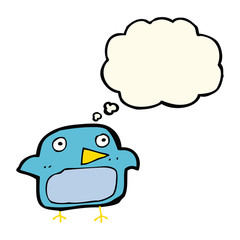 cartoon bluebird with thought bubble