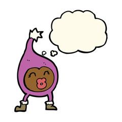 cartoon funny creature with thought bubble