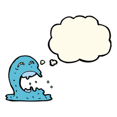 cartoon gross ghost with thought bubble