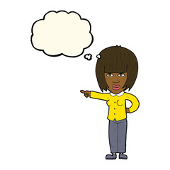 cartoon pointing annoyed woman with thought bubble