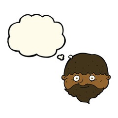 cartoon bearded man with thought bubble