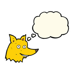 cartoon fox head with thought bubble