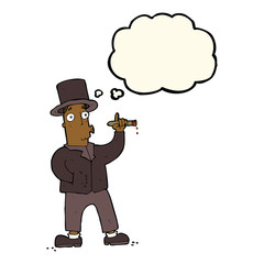 cartoon smoking gentleman with thought bubble
