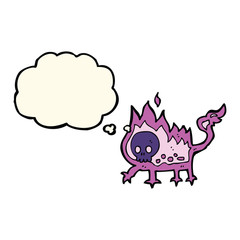 cartoon little imp with thought bubble