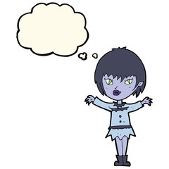 cartoon vampire girl with thought bubble