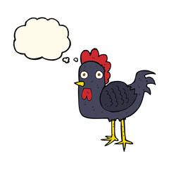 cartoon chicken with thought bubble