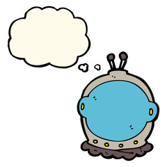 cartoon astronaut helmet with thought bubble