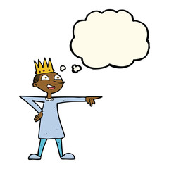cartoon pointing prince with thought bubble