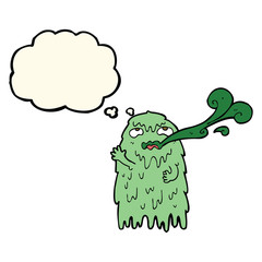 gross cartoon ghost with thought bubble
