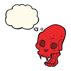 cartoon spooky vampire skull with thought bubble