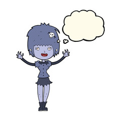 cartoon vampire girl with thought bubble