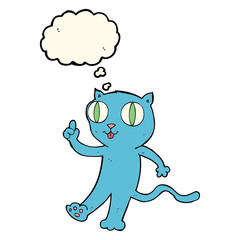 cartoon  cat with idea with thought bubble