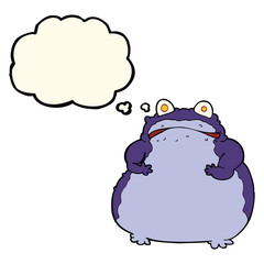 cartoon fat frog with thought bubble
