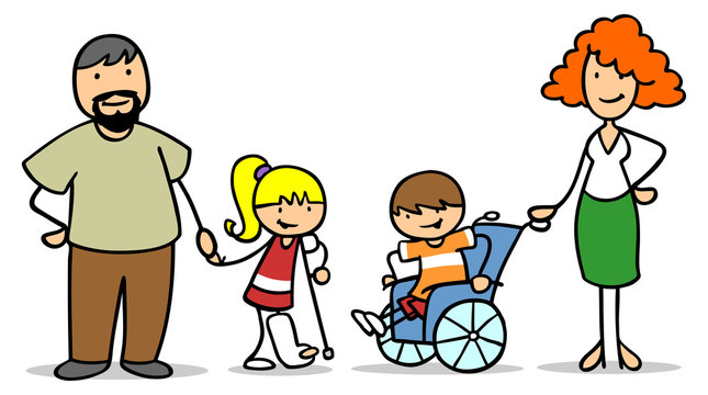 Familie mit Kind im Rollstuhl