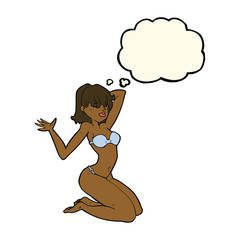 cartoon sexy bikini girl with thought bubble