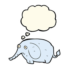 cartoon sad little elephant with thought bubble