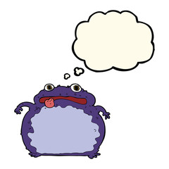 cartoon funny frog with thought bubble