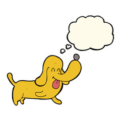 cartoon happy dog with thought bubble