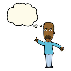 cartoon man issuing stern warning with thought bubble