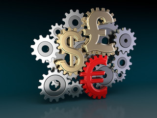 Cogwheel Currencies (clipping path included)