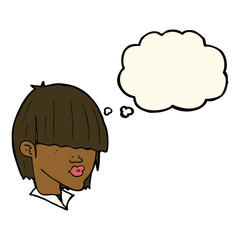 cartoon fashion haircut  with thought bubble