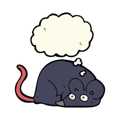 cartoon white mouse with thought bubble