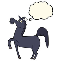 funny cartoon horse with thought bubble