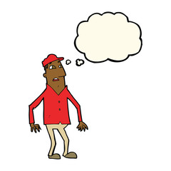 cartoon shocked man with thought bubble