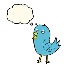 cartoon bluebird with thought bubble