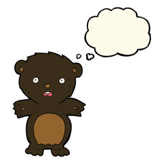 frightened black bear cartoon with thought bubble